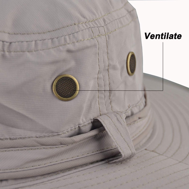 JORMATT Unisex UV Protection Outdoor Wide Brim Sun Hat UPF 50+ with Flap Neck Cover Foldable Fishing Safari Caps Size 22-23.5 Inch, G-Gray - Image 5